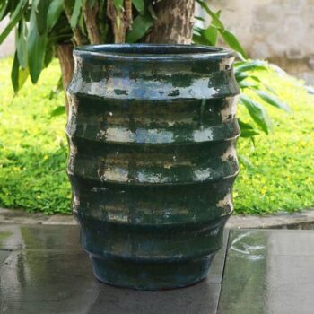 Glazed Ceramic Bosna Hi Round Pot - Bottle Green