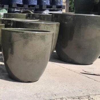 Glazed Ceramic Classic Egg Pot - Moss Green