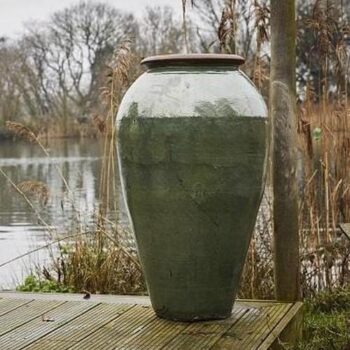 Glazed Ceramic Yakuta Haikou Water Jar - Green