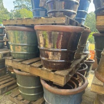 Glazed Ceramic Yakuta Fuyang Round Pot - Blue