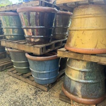 Glazed Ceramic Yakuta Fuyang Round Pot - Green