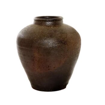 Glazed Ceramic Burnay Vinegar Jar - Brown