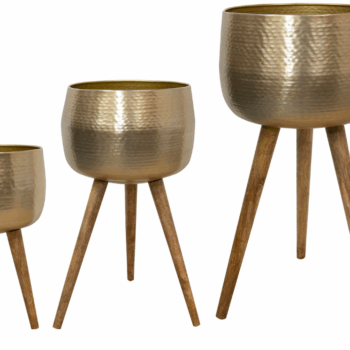 Pot on foot set of 3 Carly brass