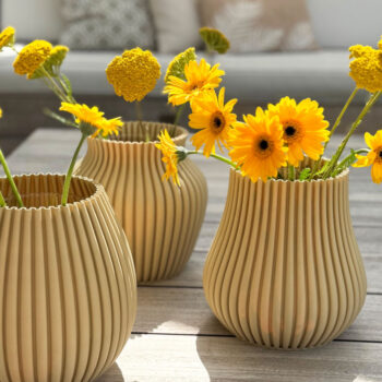 3D Curve vase, Ø 21 cm, height 20 cm, desert sand