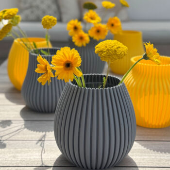 Vase 3D Bowl, Ø 21 cm, height 20 cm, ash gray