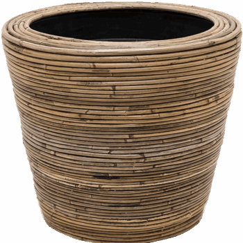 Drypot Rattan Stripe Round grey