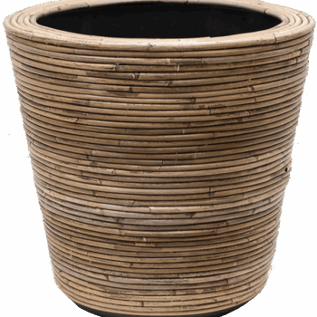 Drypot Rattan Stripe Round Grey