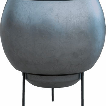 Baq Metallic Silver leaf Globe Elevated Matt Silver Blue (with liner + foot)