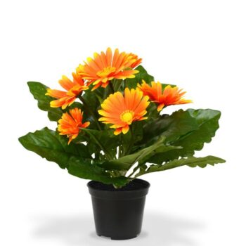 Gerbera kunstplant in pot  - oranje