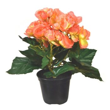 Begonia kunstplant in potje  - zalm