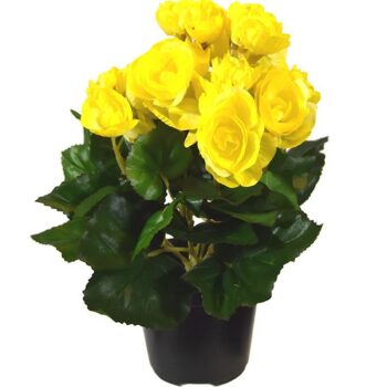 Begonia kunstplant in potje  - geel