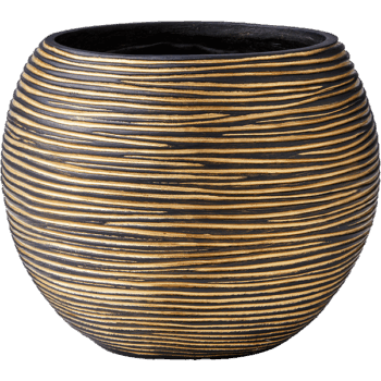 Vaas bol Rib 12x10 zwart goud