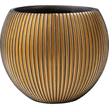 Vaas bol Groove 18x15 zwart goud