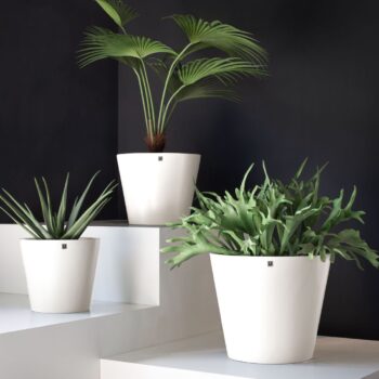 Conical planter, Ø 58 cm, height 50 cm, traffic white RAL 9016