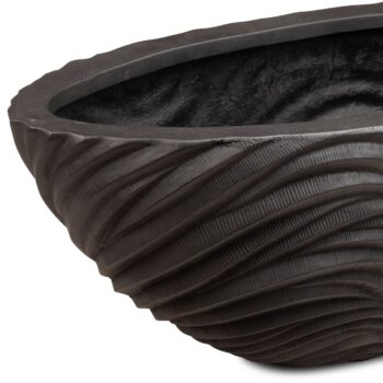 Curved River table vessel, 75 cm x 26.5 cm x 26.5 cm, black iron