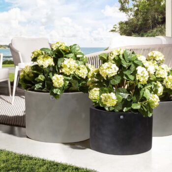 Division Lite Cylinder floor planter, Ø 47 cm, height 30 cm, concrete stone gray