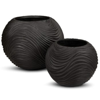 Curved River planter Globe, Ø 50 cm, height 40 cm, black iron