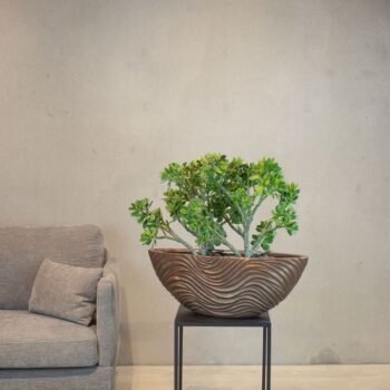 Curved River table vessel, 75 cm x 26.5 cm x 26.5 cm, bronze