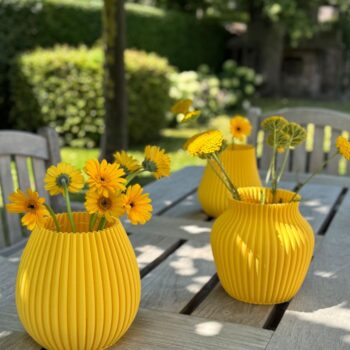 3D Curve vase, Ø 21 cm, height 20 cm, lemon yellow