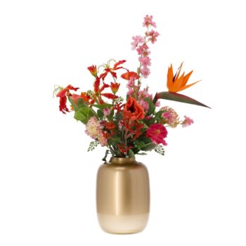 Handgebonden Kunstboeket Fleur Paris - Oranje/Roze